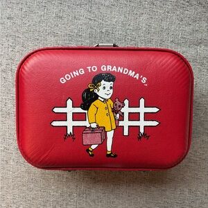 RESERVED Vintage Luggage Girls Child Red Hard Case Suitcase Travel